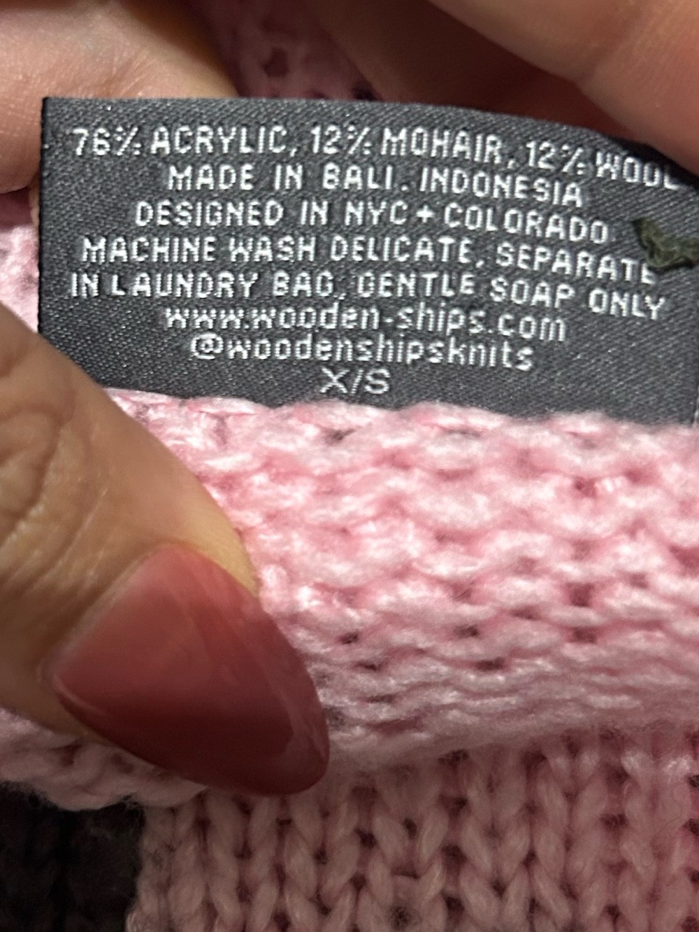 Wooden Ships Pink "Dog Mom" Knit Sweater size XS - Picture 4 of 4
